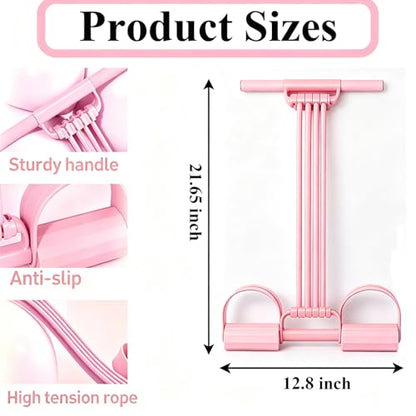 Pedal Resistance Band with Handle, 2026 New Upgraded 8-Tube 3-in-1 Multi-Function Foot Pedal Puller for Back Stretch & Chest Expand, Portable Latex Fitness with 4 Extra Replacement Tubes