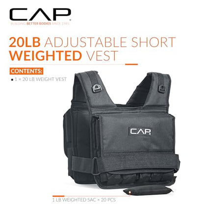 CAP Adjustable Weighted Vest 20–150 lbs for Strength Training, Running & Workouts, Weight Vest for Men & Women, Fitness Training Vest - style: 20lbs-S