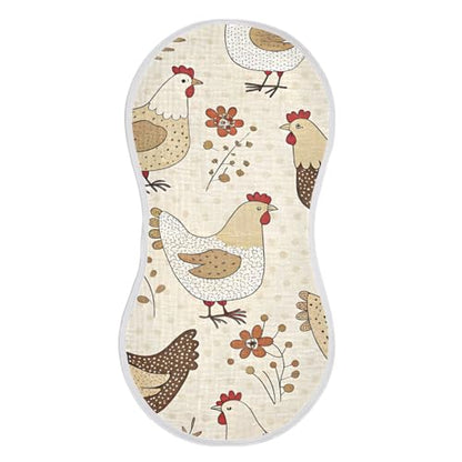 Netural Hens Muslin Burp Cloths 1 Pack - Extra Large 22"x11", 4-Layer Soft Absorbent Cotton, Waterproof Backing, Baby Drool Rags for Newborn