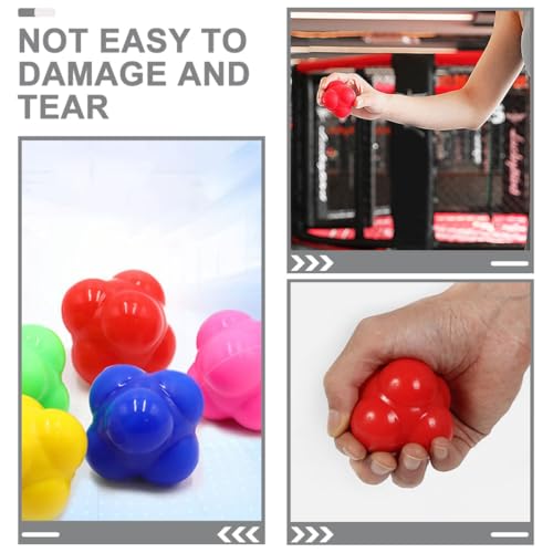 Hemoton Hexagonal Reaction Ball for Hand Eye Coordination Training, Red Large 68mm Silicone Agility Fitness Ball for Indoor Speed and Reflex Exercise