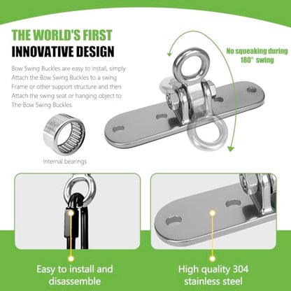 Swing Hanger Heavy Duty Ceiling Mount 800LB Capacity Stainless Steel Swing Hardware Accessories for Porch Playground Yoga Heavy Bag - size: Size 4