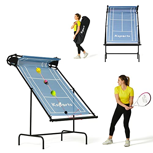 Tennis Rebounder Net – Multi Racket Sports Trainer for Tennis, Pickleball, Padel, Squash & Racquetball – Quick Assembly, Portable with Carry Bag - color: Blue, size: Standard