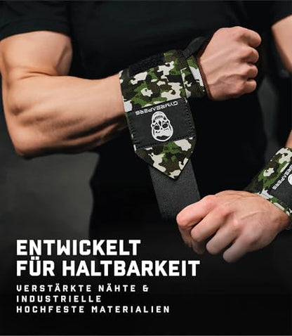 Gymreapers Weightlifting Wrist Wraps (IPF Approved) Professional Quality Wrist Support with Heavy Duty Thumb Loop - Best Wrap for Powerlifting Competition, Strength Training, Bodybuilding - color: Camo
