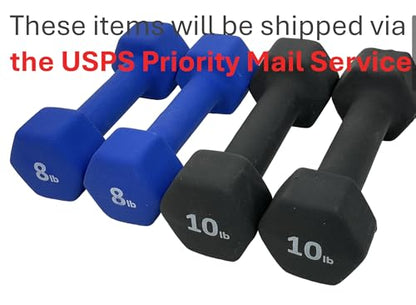 Neoprene Coated Dumbbell Hand Weight Set - style: 36-Pounds total -2 Pairs (8-LB, 10-LB)