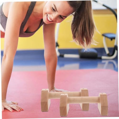 Yardwe Workout Handles Push up Handles for Floor 2pcs Wooden Push up Bar for l Sits Jump Throughs Handstand Pushups and Calisthenics Fitness Wood Parallettes Set