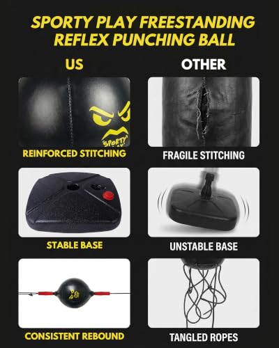 Double End Punching Bag, Speed Boxing Bag Ball with Water-Filled Base, No Wall Mount Required, Reflex Bag Boxing Equipment for Hand-Eye Coordination, for Adults & Kids