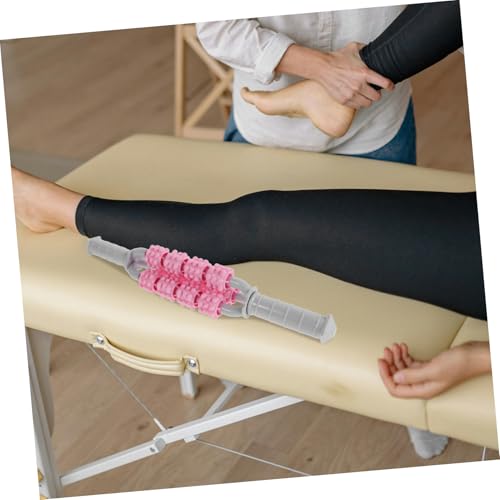 Muscle Massager Stick Leg Rollers Back Neck Shoulder Relief Compact for Travel Yoga - color: Pink