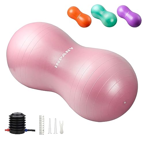 INPANY Peanut Ball - Anti Burst Exercise Ball for Labor Birthing, Physical Therapy for Kids, Core Strength, Flexible Seating, Home & Gym Fintness, Sensory Chair Wiggle Seat for Boys and Girls - color: Pink