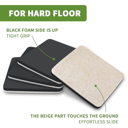 Furniture Sliders for Carpet and Hardwood, 8 PCS 5", Beige - size: Square 8 PCS 5'' Beige
