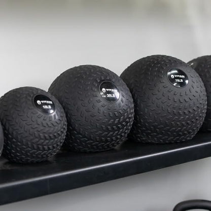 Titan Fitness Rubber Tread Slam Ball, Dead Bounce, Weight Workout - Throw, Catch, Slam, Twist - style: 90 lb