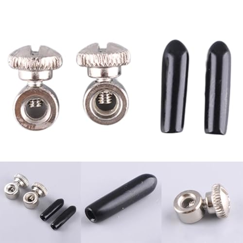 2 Pair Speed Jump Rope Handles Replacement Grip with Cable Mount Screw Rubber End Cap for Speed Jumping Rope Exercise Skipping Ropes Stainless Steel 2.5mm Wire Cord Repair Parts