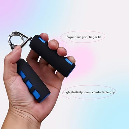 Grip Strengthener Set - 2 Soft Foam Hand Exercisers for Arthritis Relief, Carpal Tunnel & Strength Training | Portable Hand Grip for Men/Women, Home/Office/Travel | Rehab, Tendonitis, Stress Relief - color: blue-black