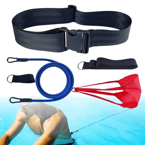 Swimming Resistance Training Set - Aquatic Resistance Belt, Swim Parachute, Pool Trainer Set