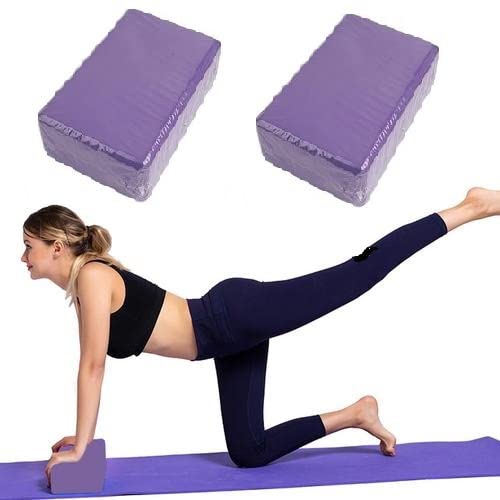 Yoga Blocks 2 Pack, Premium EVA Foam Blocks for Yoga, Pilates, Meditation, High Density Non-Slip Yoga Brick Foam Blocks, Yoga Accessories for Women, 9' 'x6' 'x3' '