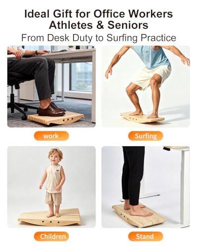 360° Balance Board for Standing Desk, Anti-Fatigue 3D Wobble Board, Boost Focus & Burn Calories Balancing Board, 440lbs Capacity for Adults Kid at Home & Office, Surf & Skate Simulation Foot Stretcher