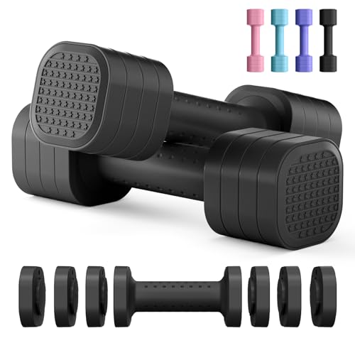 Zempox Adjustable Dumbbell Set, 4 in 1 Free Weight Dumbbell Set for Women, Hand Weight for Women at Home, Each 2lb 3lb 4lb 5lb with TPU Soft Rubber Handle for Home Gym Aquatic Fitness Equipment,Purple - color: Black