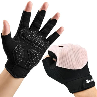 Seektop Breathable Workout Gloves for Women & Men, Thick Padded Weight Lifting Gloves, Full Palm Protection, Excellent Grip for Gym Fitness and Training, Exercise, Cycling