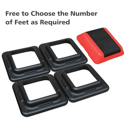 16" x 16" High Aerobic Step Aerobics Stepper Platform with 4 Risers, Exercise Workout Stepper, Home Gym Equipment, Fitness Step Platform, Adjustable Aerobic Stepper - color: Black+Red