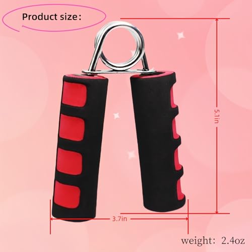 Grip Strengthener Set - 2 Soft Foam Hand Exercisers for Arthritis Relief, Carpal Tunnel & Strength Training | Portable Hand Grip for Men/Women, Home/Office/Travel | Rehab, Tendonitis, Stress Relief - color: red-black