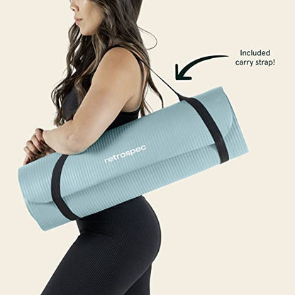 Retrospec Solana Yoga Mat Thick 1/2in Non-Slip Workout Mat with Nylon Strap - 72x24in Exercise Mat for Pilates, Stretching & Fitness - BPA Free, Easy Clean