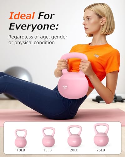 Soft Kettlebell, Safe Strength Training Kettle bell, Cushioned Impact-Resistant Base and Anti-Slip Grip Weight, Kettlebells Set for Home Workouts and Men/Women/Beginners,With Non-slip Gloves - color: Pink