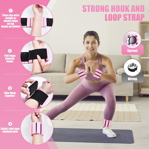 Ankle Weight Wrist Weight 2 Pack (1lb Each) Adjustable Arm and Leg Weight Suitable for Women and Men Pilates Gym Yoga Aerobic Strength Training
