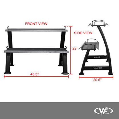 Valor Fitness 2-Tier Kettlebell Storage Rack – Heavy Duty Weight Holder, Organize Gym Equipment, 600 lb Max Weight Capacity for Dumbbells, Kettlebells & Fitness Gear Sports Equipment Organizer