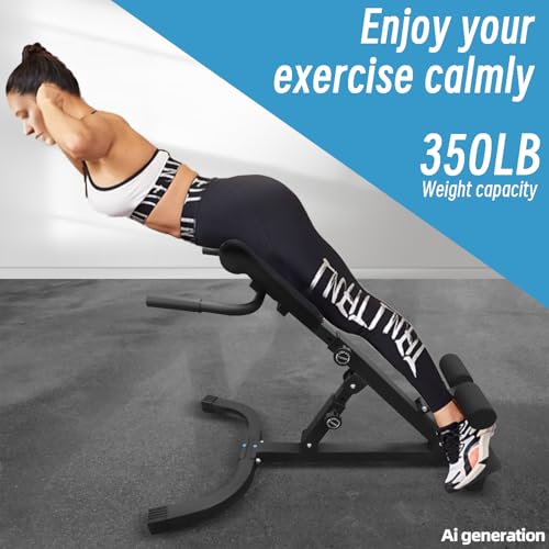 Hyper Back Extension Roman Chair - Back Extension Bench Machine for Glute, Hamstring and Lower Back, Multi-Functional Bench for Full All-in-One Body Workout, Foldable for Home Gym Fitness