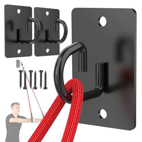 Resistance Band Wall Anchors System, Wall Mount Workout Anchors for Exercise Bands, Space-Saving Home Gym Hooks for Different Levels Strength Training,Fitness - color: G Hooks-Black-3Pcs