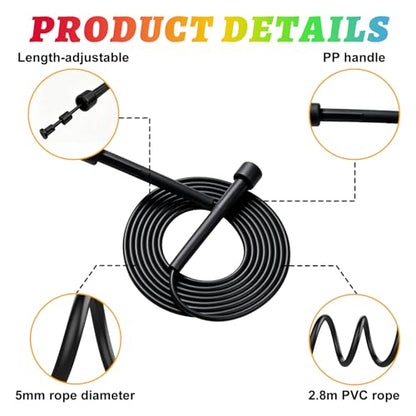 YYDYTTKX Adjustable Jump Rope Bulk, 9.2 ft Tangle-Free Speed Skipping Rope for workouts, group training, teams, family and Gym Class