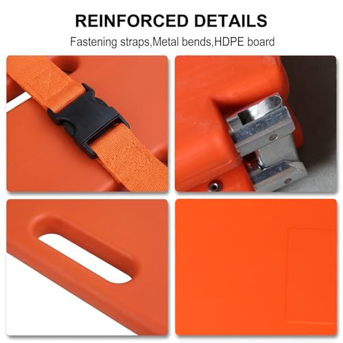 Spine Board Stretcher with Backboard Straps, Foldable Stretcher Medical Transport, Portable EMS Rescue Backboard Lightweight, 73x19.5in, Orange