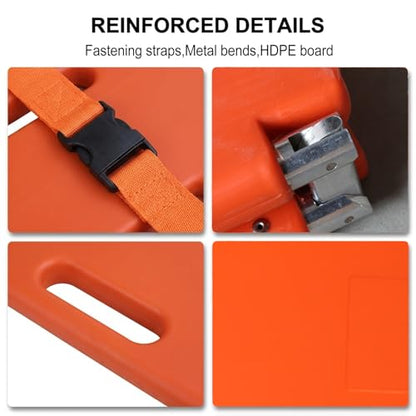 Spine Board Stretcher with Backboard Straps, Foldable Stretcher Medical Transport, Portable EMS Rescue Backboard Lightweight, 73x19.5in, Orange