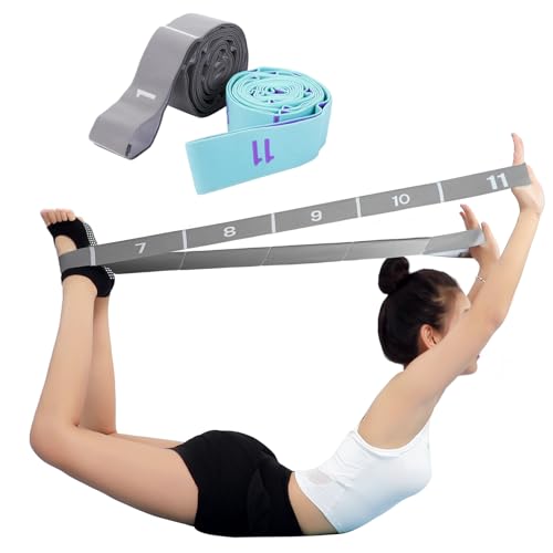 2-Pack Yoga Straps with 11 Loops - Adjustable Elastic Stretching Bands for Pilates, Dance, Ballet Gymnastics & Physical Therapy, Multifunctional Flexibility Exercise Equipment