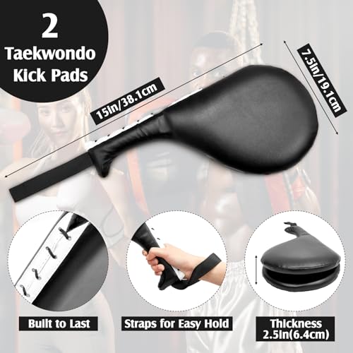 Gemscream 10 In1 Punching Mitts Kick Pad Set Taekwondo Pads Boxing Mitts Focus Pads Boxing Gloves Safety Head Guard Wrist Band for Kickboxing, Karate, Muay Thai, MMA Training - color: Black