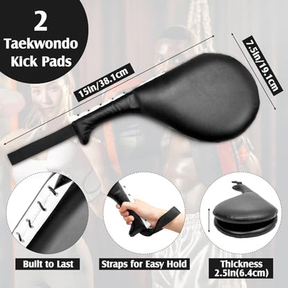 Gemscream 10 In1 Punching Mitts Kick Pad Set Taekwondo Pads Boxing Mitts Focus Pads Boxing Gloves Safety Head Guard Wrist Band for Kickboxing, Karate, Muay Thai, MMA Training - color: Black