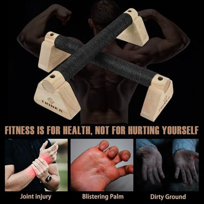 Wooden Parallettes Push Up Bars, 2 PCS Wood Calisthenics Bars with Non-Slip Base, Pushup Handles for Floor Home Fitness, Workout Equipment for Men and Women Strength Training - size: 30cm