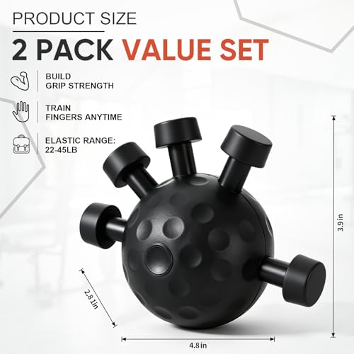 Outus 2 Pack Finger Grip Strengthener Hand Gripper Strengthener Adjustable Finger Strength Trainer Strength Trainer Ball for Gym, Piano and Guitar Training