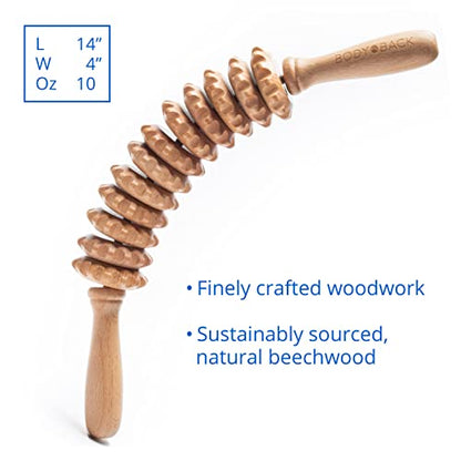 Body Back Wood Therapy Curved Roller for Maderoterapia, Lymphatic Drainage, Cellulite Massage, and Massage Rolling, Natural Muscle Massage Stick Tool for Massage and Relaxation - size: Curved