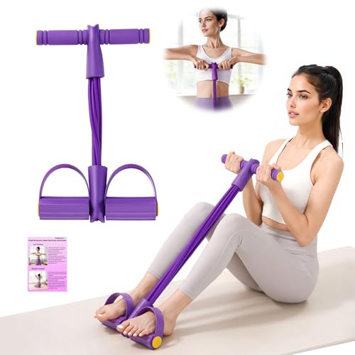 Pedal Resistance Band with Handles,6/8/10 Tube Stretch Band, Fitness Shaping Yoga Exercise Equipment, Natural Rubber Tension Rope, for Abdominal, Leg, Arm, Back Slimming Training