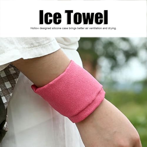 Microfiber Cooling Towel with Silicone Case Breathable and Absorbent Quick-Dry Sport Towel for Gym, Running & Travel(Pink) - color: Pink