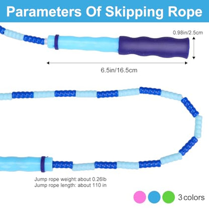 Jump Rope For Kids, Soft Beaded Jump Rope, Adjustable Length Tangle-Free Segmented Soft Beaded Skipping Rope，for Women, Men and Kids Keeping Fit, Workout and Weight Loss - color: 3 Pack