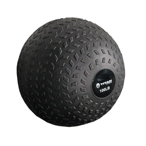 Titan Fitness Rubber Tread Slam Ball, Dead Bounce, Weight Workout - Throw, Catch, Slam, Twist - style: 100 lb