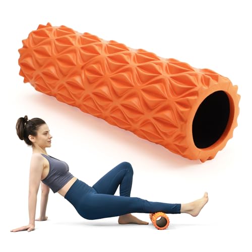 Foam Roller - 15 inch Deep Tissue Massager for Muscle Massage, Myofascial Trigger Point Release, Exercise, Yoga, Pilates & Stretching(Orange)