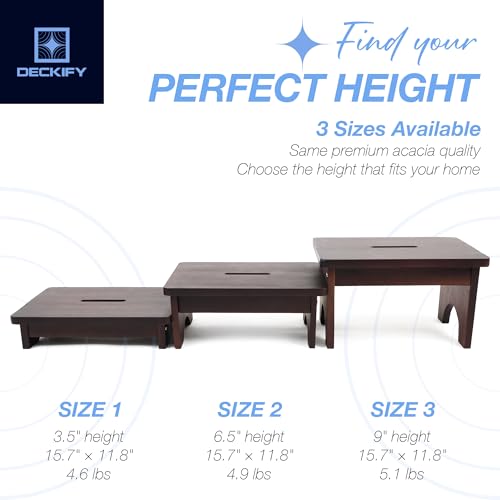 Premium Wooden Step Stool for Adults, Small Acacia Wood Stepping Stool, Non-Slip 1-Step Bedside Stool for Bed & Bathroom, 600 lbs, Portable - 9 Inch - size: 9.0 Inch