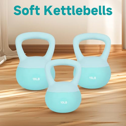 Leikefitness Soft Kettlebells,Sand Filled Weights for Women and Men,Color Coded Anti Slip Soft Kettlebells,Home workout