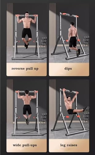 Freestanding Pull Up Bar Foldable Power Tower Dip Station Adjustable Dip Bar Strength Training Equipment For Home Gym Support 1100lbs Black