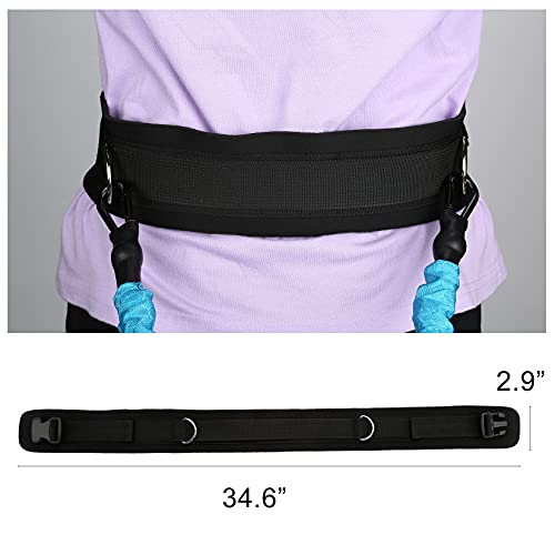 Waist Belt Harness - Soft Neoprene Padded Strap with 2 D Rings - Pulling Training Sports Fitness Exercise Workout Belt Harness for Speed Strength Agility Resistance