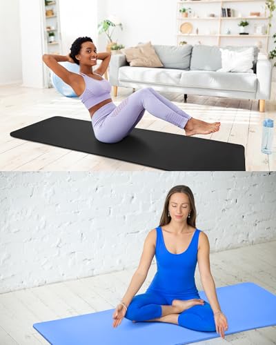 Woanger Yoga Mats (72x24) 3/8 Inch Thick Exercise Yoga Mat for Home Workout with Strap Non Slip Pilates Gym Supplies for Women Men