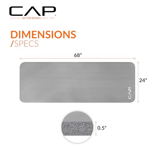 CAP Barbell 1/2-Inch High Density Exercise Yoga Mat with Strap | Multiple Options