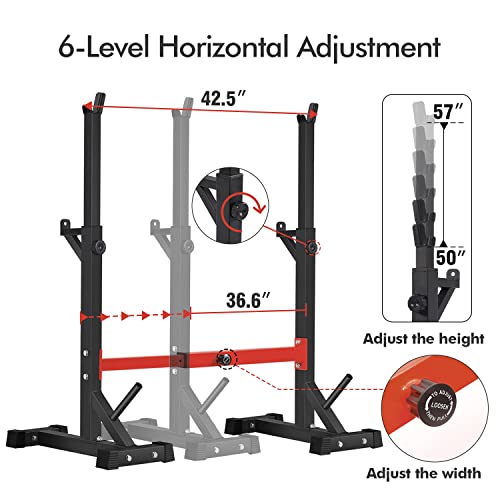 BangTong&Li Squat Rack Stand,Barbell Rack,Bench Press Rack Stand Home Gym Adjustable Weight Rack 550Lbs - color: Red